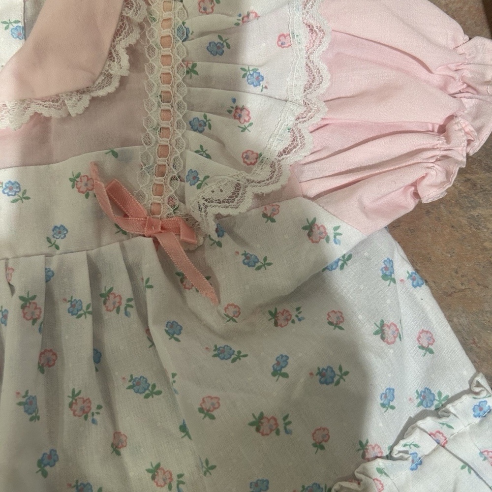 Vintage Cradle Togs Toddler Girls 18M Floral Lace Ruffle Dress Pink Cottagecore - Picture 4 of 5